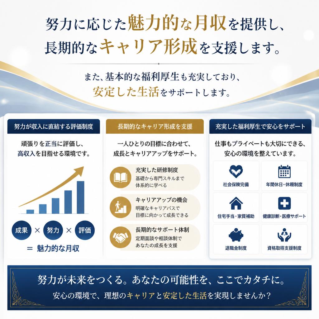 魅力的な月収と福利厚生